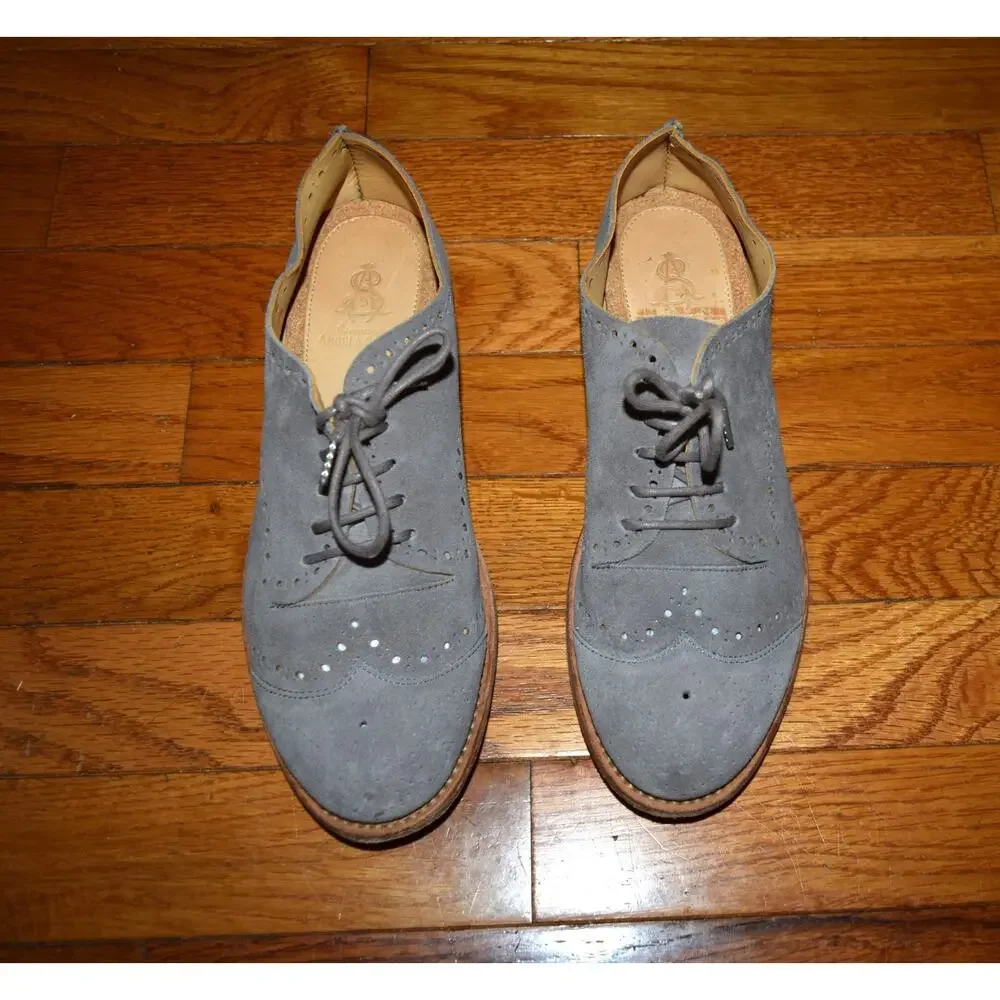 The Office of Angela Scott Women Oxford Shoes 36.5 Soft Gray Suede Leather Brogu